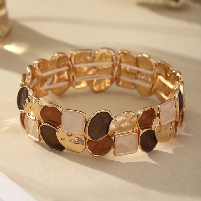 Vintage Enamel Oval+Square Elastic Bracelet ✨