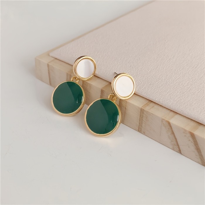 Delicate High-End Round Oil-Drip Drop Earrings ✨