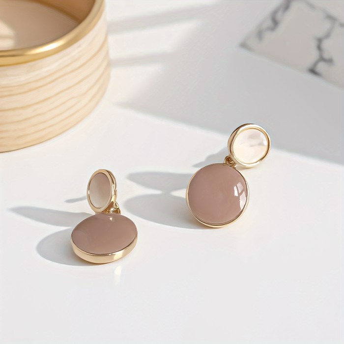 Delicate High-End Round Oil-Drip Drop Earrings ✨