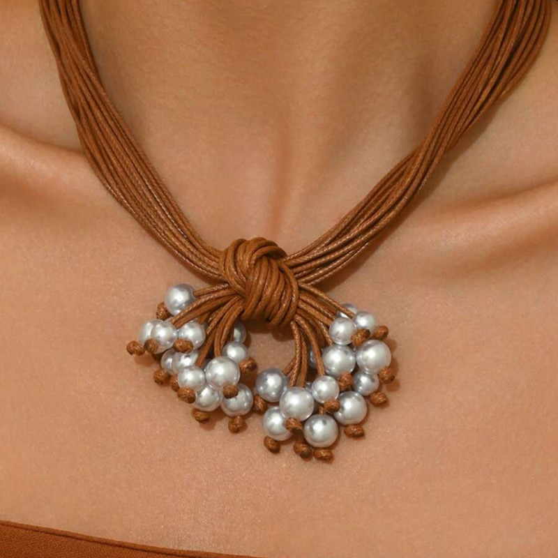 Bohemian Multicolor Handmade Beaded Pearl Tassel Necklace ✨