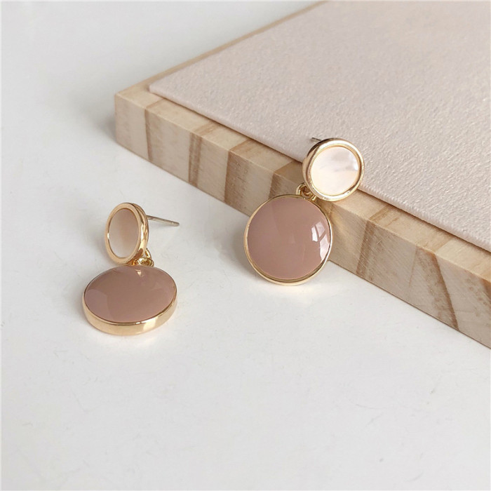 Delicate High-End Round Oil-Drip Drop Earrings ✨