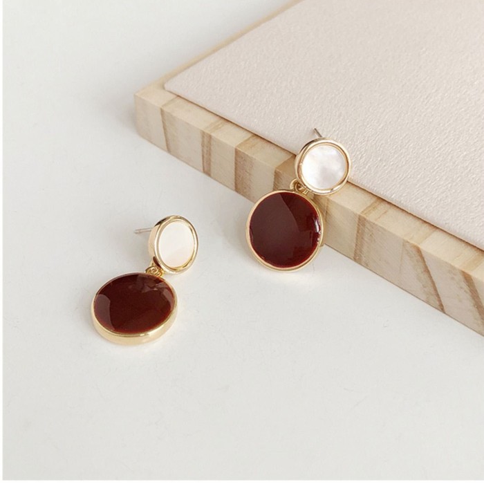 Delicate High-End Round Oil-Drip Drop Earrings ✨