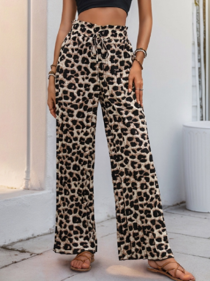 Retro Leopard Print Pleated Wide-Leg Pants ✨