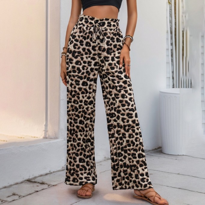 Retro Leopard Print Pleated Wide-Leg Pants ✨