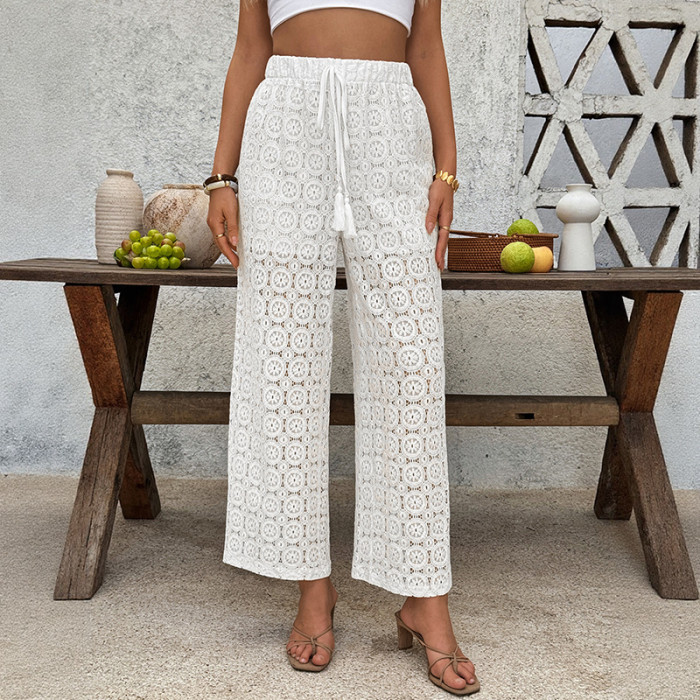 Stylish See-Through Lace Wide-Leg Pants ✨