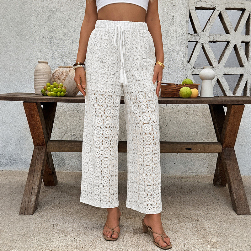 Stylish See-Through Lace Wide-Leg Pants ✨