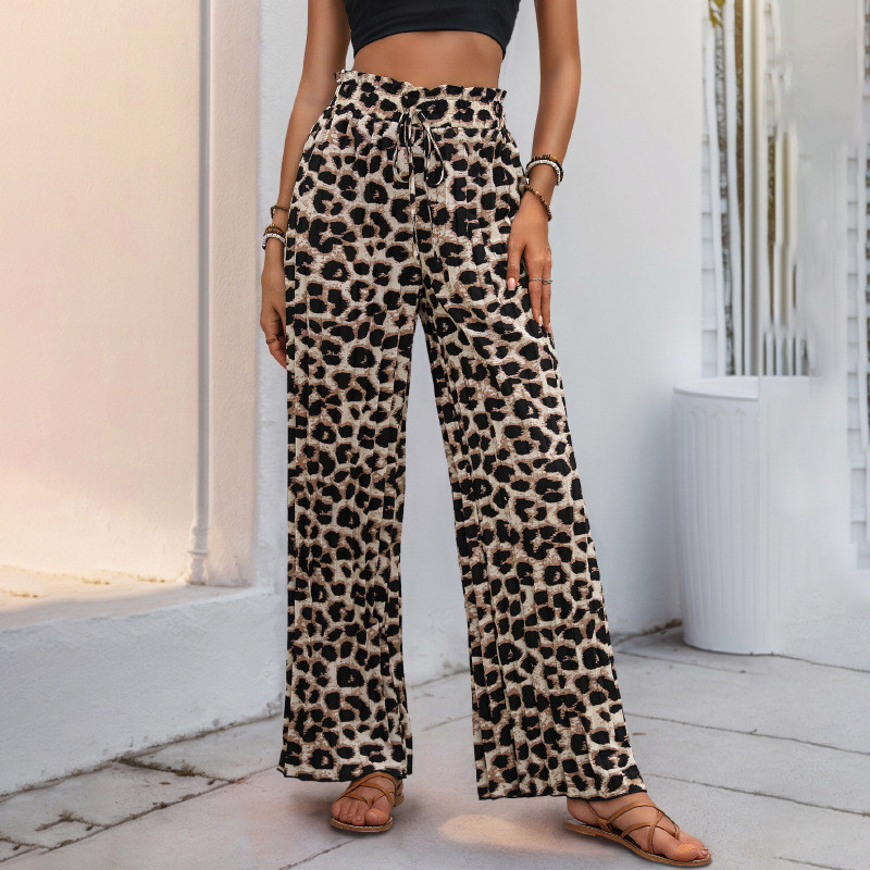 Retro Leopard Print Pleated Wide-Leg Pants ✨