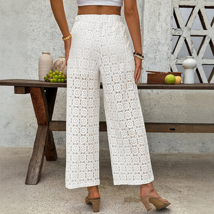 Stylish See-Through Lace Wide-Leg Pants ✨