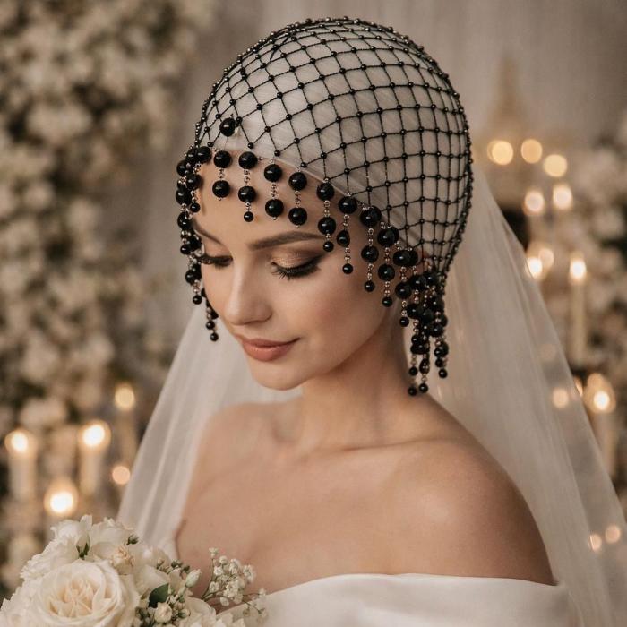 Handmade Pearl Tassel Headband- Luxurious Bridal Hair Accessory, Decorated with Pearl Chain, Elegant Women's Hair Ornament, Suitable for Weddings, Proms, Daily Wear, and Gift Giving