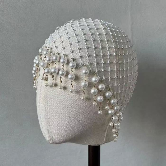 Handmade Pearl Tassel Headband- Luxurious Bridal Hair Accessory, Decorated with Pearl Chain, Elegant Women's Hair Ornament, Suitable for Weddings, Proms, Daily Wear, and Gift Giving