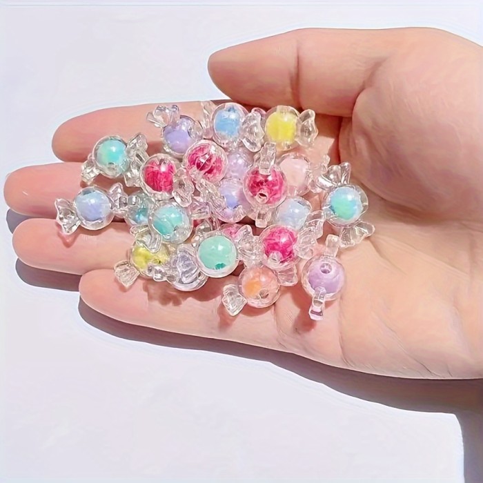 Colorful Acrylic Beads 50pcs Colorful Acrylic Beads | Candy Shaped for DIY Jewelry Making, Handmade Bracelet Necklace Craft Supplies