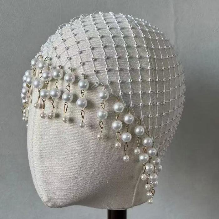 Handmade Pearl Tassel Headband- Luxurious Bridal Hair Accessory, Decorated with Pearl Chain, Elegant Women's Hair Ornament, Suitable for Weddings, Proms, Daily Wear, and Gift Giving