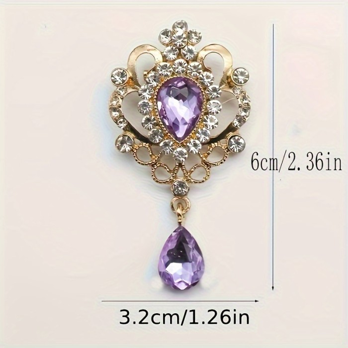 Vintage Rhinestone Removable Brooch Set| 10pcs Teardrop Accessory Parts, Versatile Clothing Embellishment, DIY Handmade Decor Material