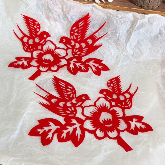 2pcs Exquisite vintage Paper Cuttings | Red Magpie Flower Hair Additions