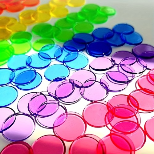 A Pack of 101 Colorful Small Discs, Suitable for DIY Light-transmitting Art Projects, Creative Element Decoration Cards, and Bingo Game Chips
