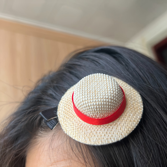 Single Anime Style Straw Hat Hair Clip | Women'S Fashion Retro, Handmade Cute Sweet Summer Beach Style, Multifunctional Daily Accessory