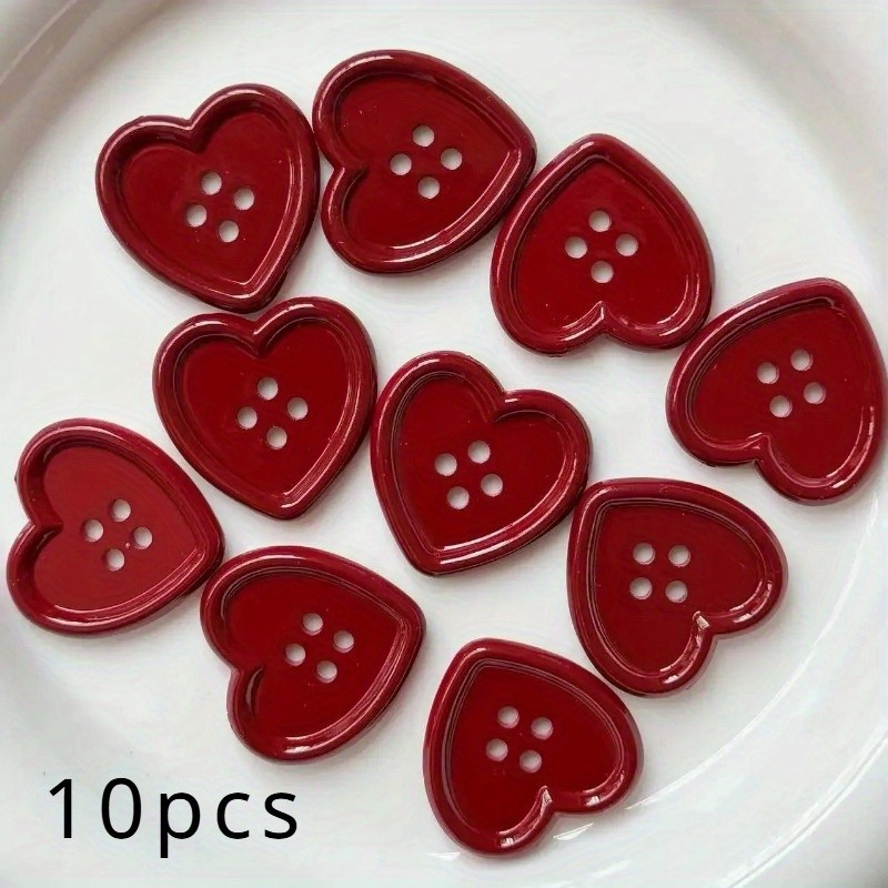 Vintage Heart Buttons 10\u002F30pcs Vintage Wine Red Heart Buttons | Women's Coat Sweater Cardigan DIY Deco Cute Hat Clothing Sewing Accessories - Father Gift
