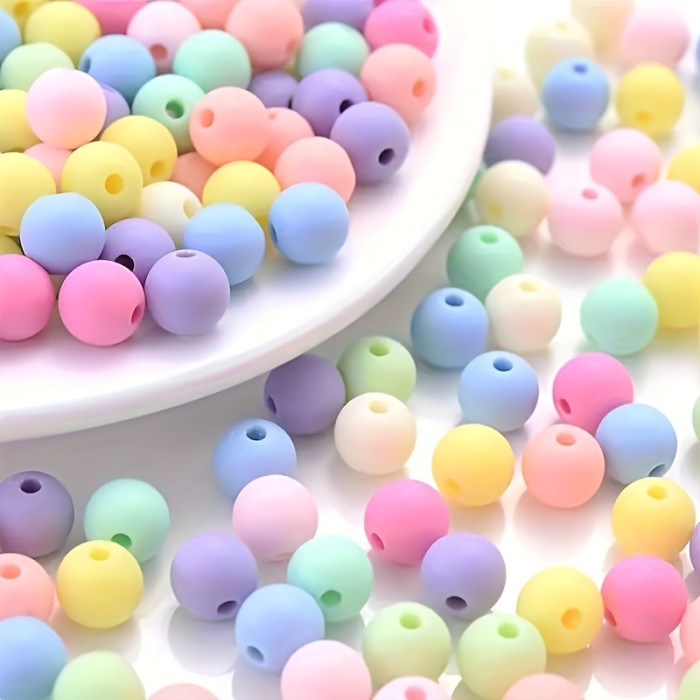 Frosted Acrylic Beads 300pcs Frosted Acrylic Bead Set | Assorted Soft Colors, Round Spacer Beads for DIY Jewelry, Bracelets, and Necklace Making