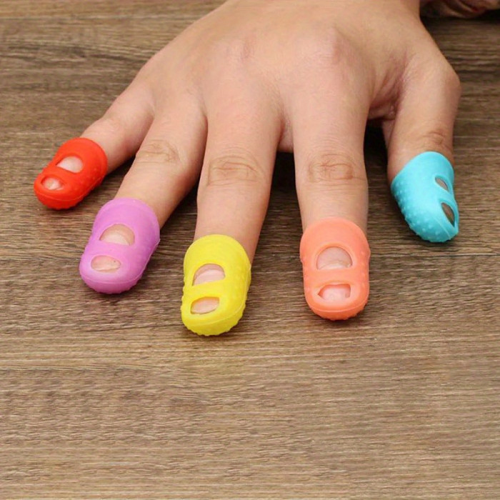 Set of 5 Breathable Silicone Thimbles Designed for Protection, Ideal for Crafts And Sewing Projects
