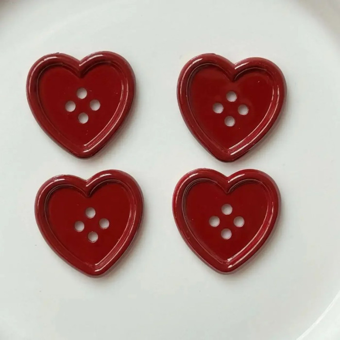 Vintage Heart Buttons 10\u002F30pcs Vintage Wine Red Heart Buttons | Women's Coat Sweater Cardigan DIY Deco Cute Hat Clothing Sewing Accessories - Father Gift