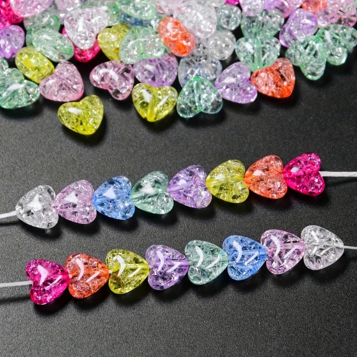 A Set of 50pcs of 12Mm Assorted Transparent Cracked Heart And Pentagram Acrylic Beads - Vital Components for Creating Jewelry - Perfect for Handmade Crafts And Endeavors - Loose Beads Suitable for Necklaces, Bracelets, And Phone Chain Embellishments