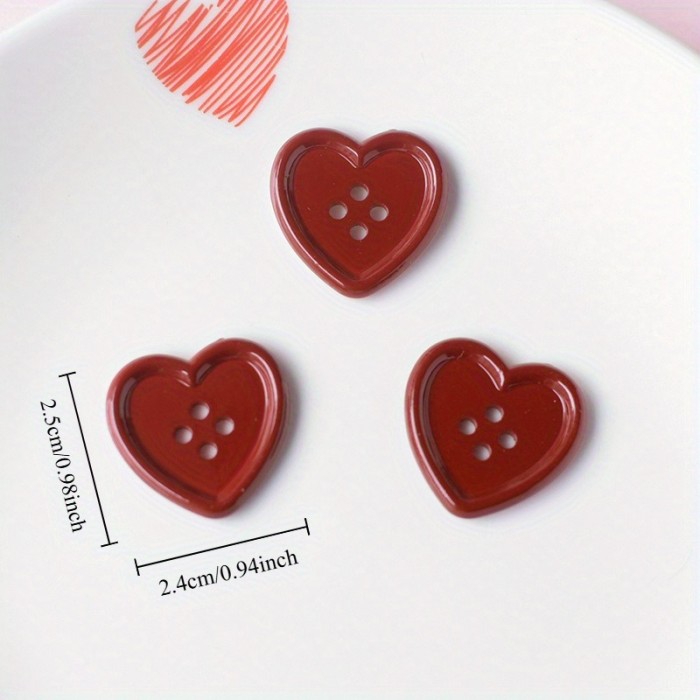 Vintage Heart Buttons 10\u002F30pcs Vintage Wine Red Heart Buttons | Women's Coat Sweater Cardigan DIY Deco Cute Hat Clothing Sewing Accessories - Father Gift