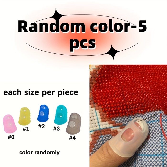 Set of 5 Breathable Silicone Thimbles Designed for Protection, Ideal for Crafts And Sewing Projects
