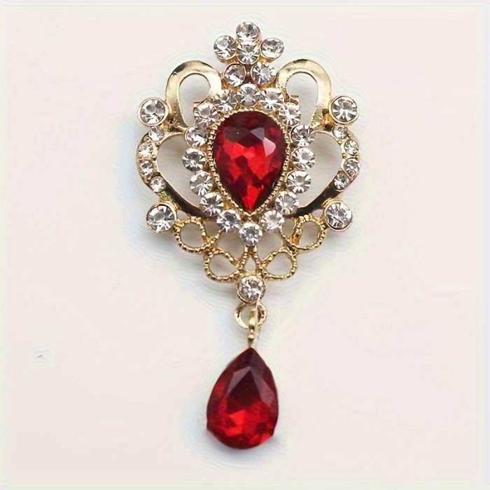 Vintage Rhinestone Removable Brooch Set| 10pcs Teardrop Accessory Parts, Versatile Clothing Embellishment, DIY Handmade Decor Material