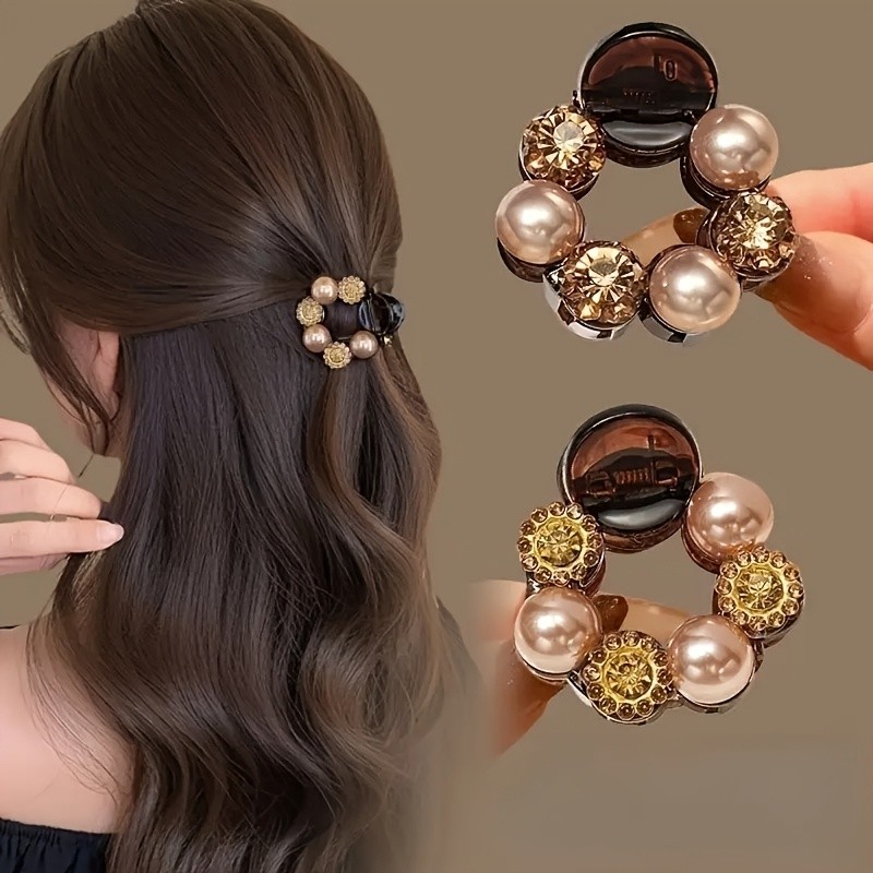 Low Bun Claw Clip for Women with Premium Rhinestone, Minimal Volume Hairpin Hair Accessory