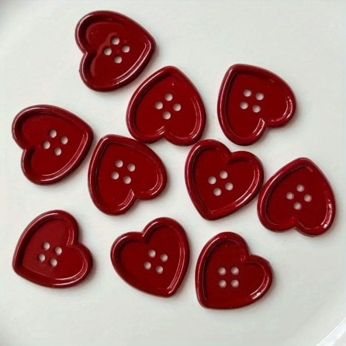 Vintage Heart Buttons 10\u002F30pcs Vintage Wine Red Heart Buttons | Women's Coat Sweater Cardigan DIY Deco Cute Hat Clothing Sewing Accessories - Father Gift