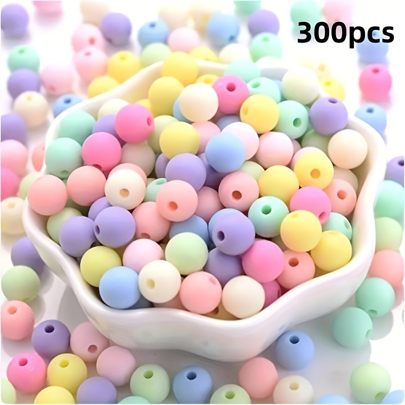 Frosted Acrylic Beads 300pcs Frosted Acrylic Bead Set | Assorted Soft Colors, Round Spacer Beads for DIY Jewelry, Bracelets, and Necklace Making