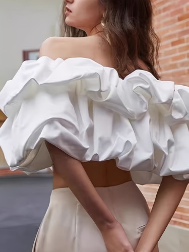✨Subtle Desire Chiffon Dress | Women’s Button-Collar Long Sleeve Pleated Ruffle Hem Top