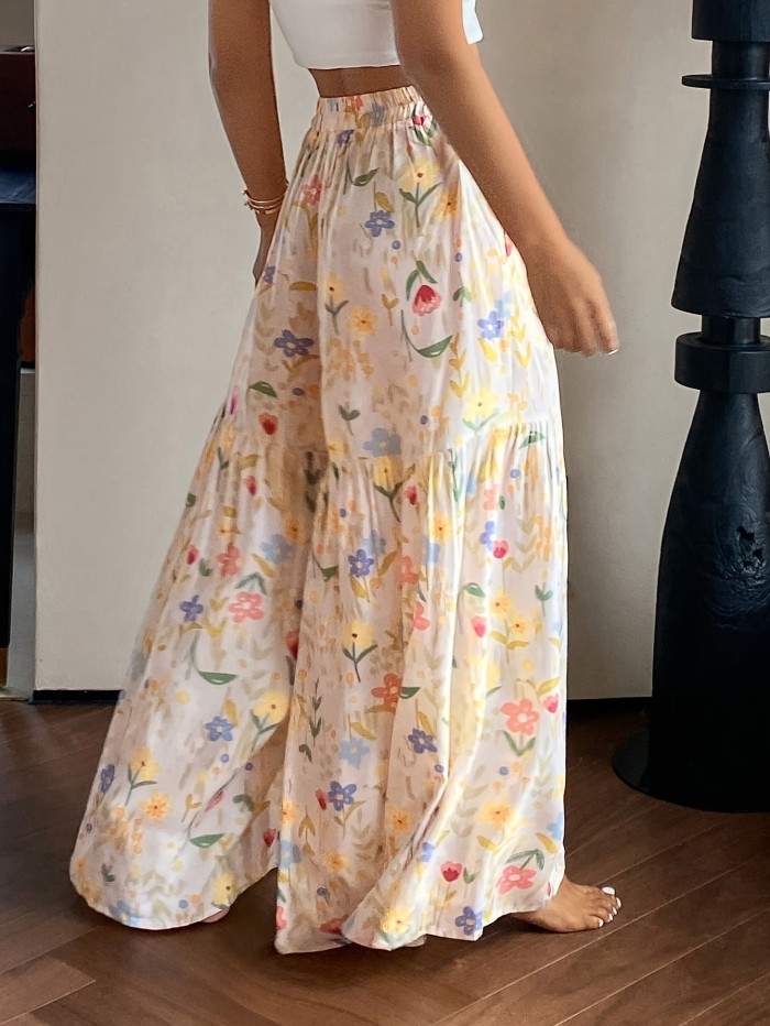 Women'S Lightweight Floral Loose Wide-Leg Pants