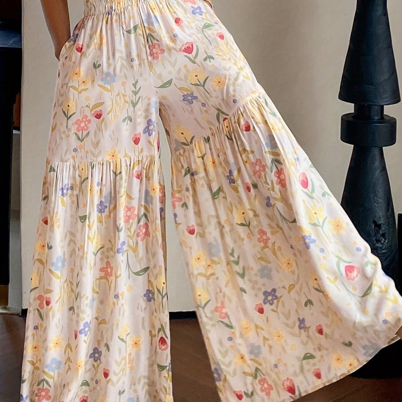 Women'S Lightweight Floral Loose Wide-Leg Pants
