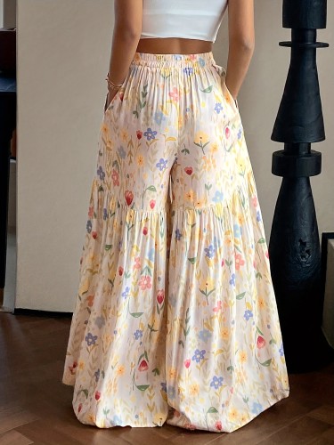 Women'S Lightweight Floral Loose Wide-Leg Pants