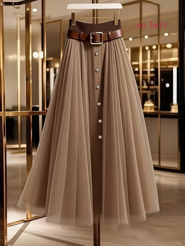 🍂Mesh Patchwork High Waist Pleated Skirt | Elegant Commuter Style