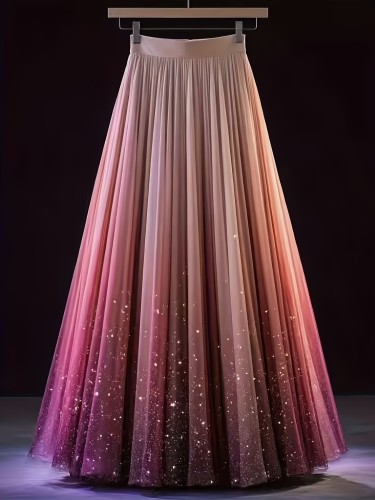🌈Gradient Color A-Line Maxi Skirt | Elastic Waist All-Season