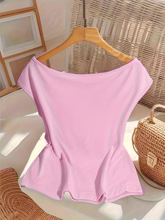 Spring And Summer Stylish Casual Solid Color Women'S T-Shirt