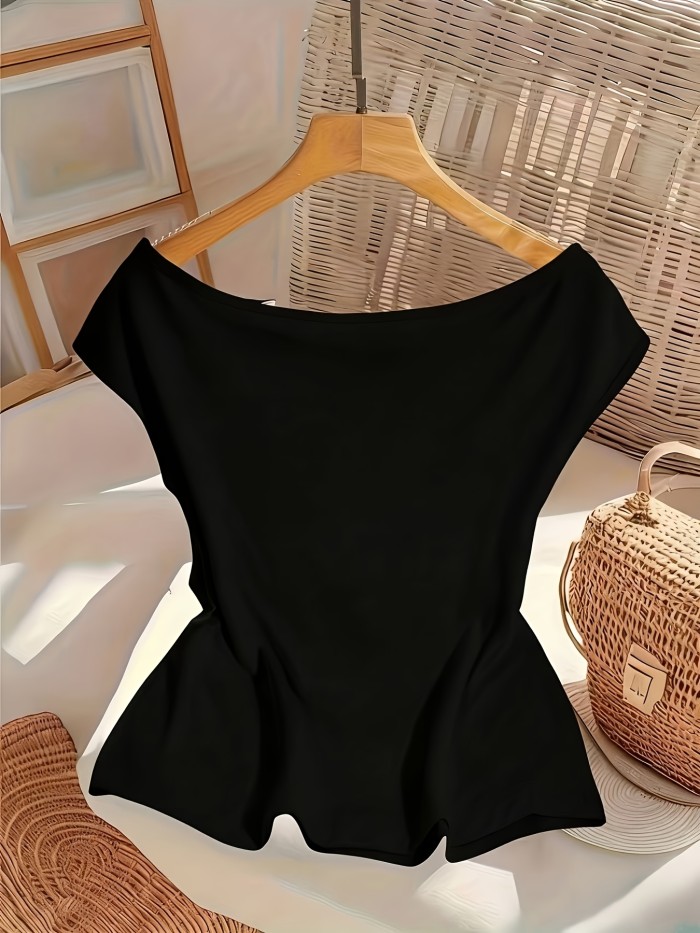 Spring And Summer Stylish Casual Solid Color Women'S T-Shirt
