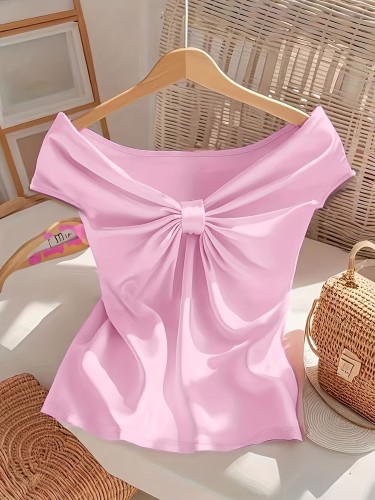 Spring And Summer Stylish Casual Solid Color Women'S T-Shirt