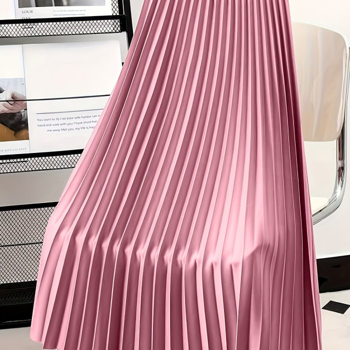 ✨High Waist Pleated A-Line Midi Skirt