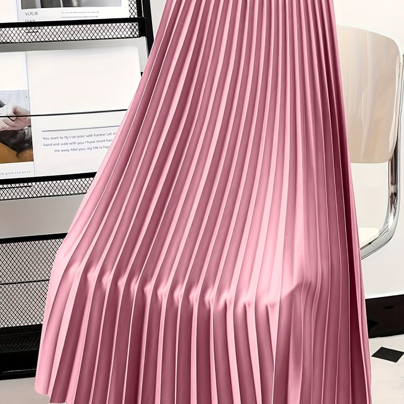 ✨High Waist Pleated A-Line Midi Skirt