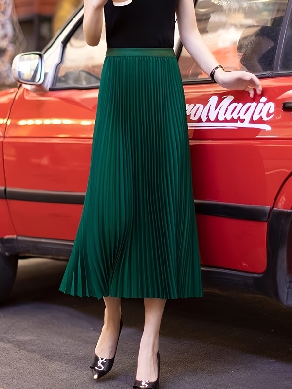 ✨High Waist Pleated A-Line Midi Skirt