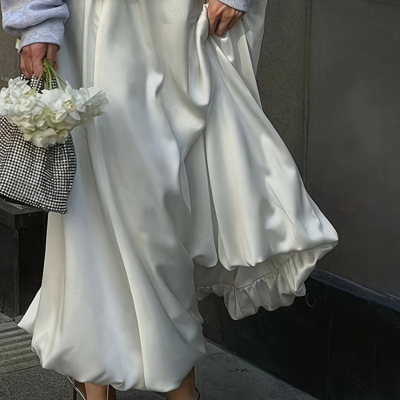 High-Waisted Flowy Skirt European and American Style High-Waisted Flowy Skirt Casual Puffy Skirt