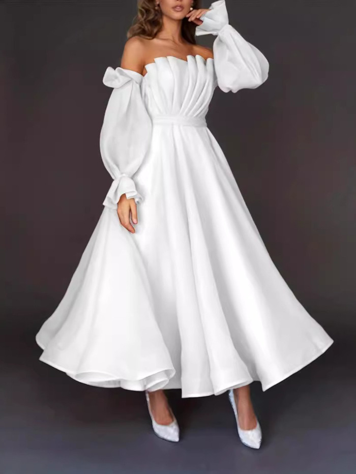 New Solid Color Dress with Ralan Sleeves for Plus Size Women