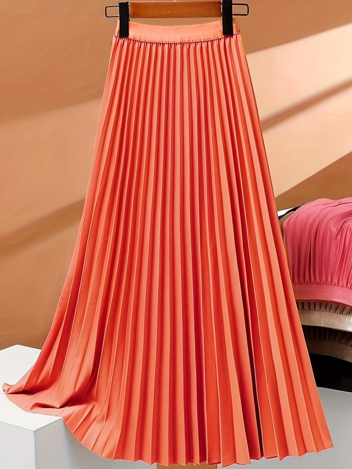 ✨High Waist Pleated A-Line Midi Skirt