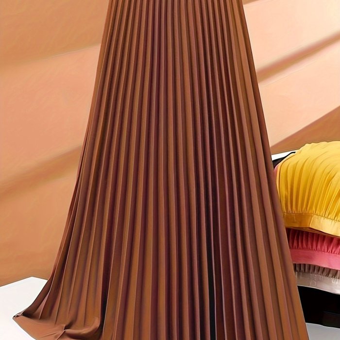 ✨High Waist Pleated A-Line Midi Skirt