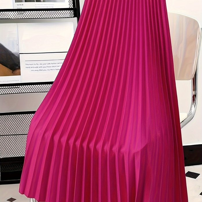 ✨High Waist Pleated A-Line Midi Skirt