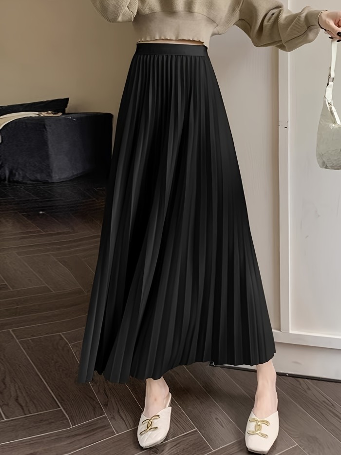 ✨High Waist Pleated A-Line Midi Skirt