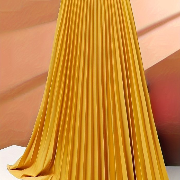 ✨High Waist Pleated A-Line Midi Skirt